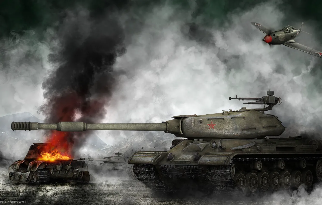 Photo wallpaper smoke, WoT, World of Tanks, Is-4, World Of Tanks, Soviet tank, TT LVL 10, IS4