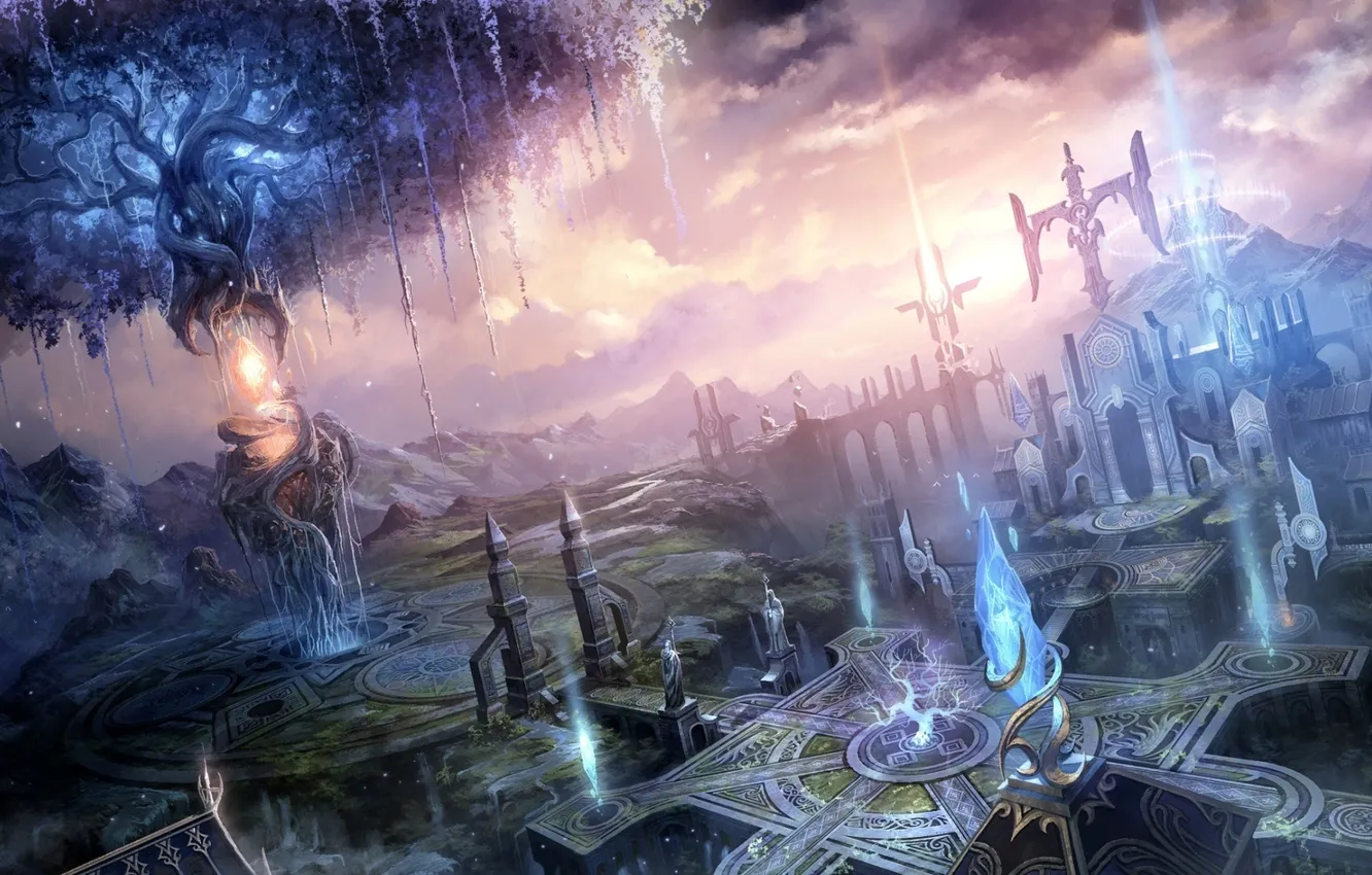 Photo wallpaper the city, fiction, art, city of dawn, by chaoyuanxu