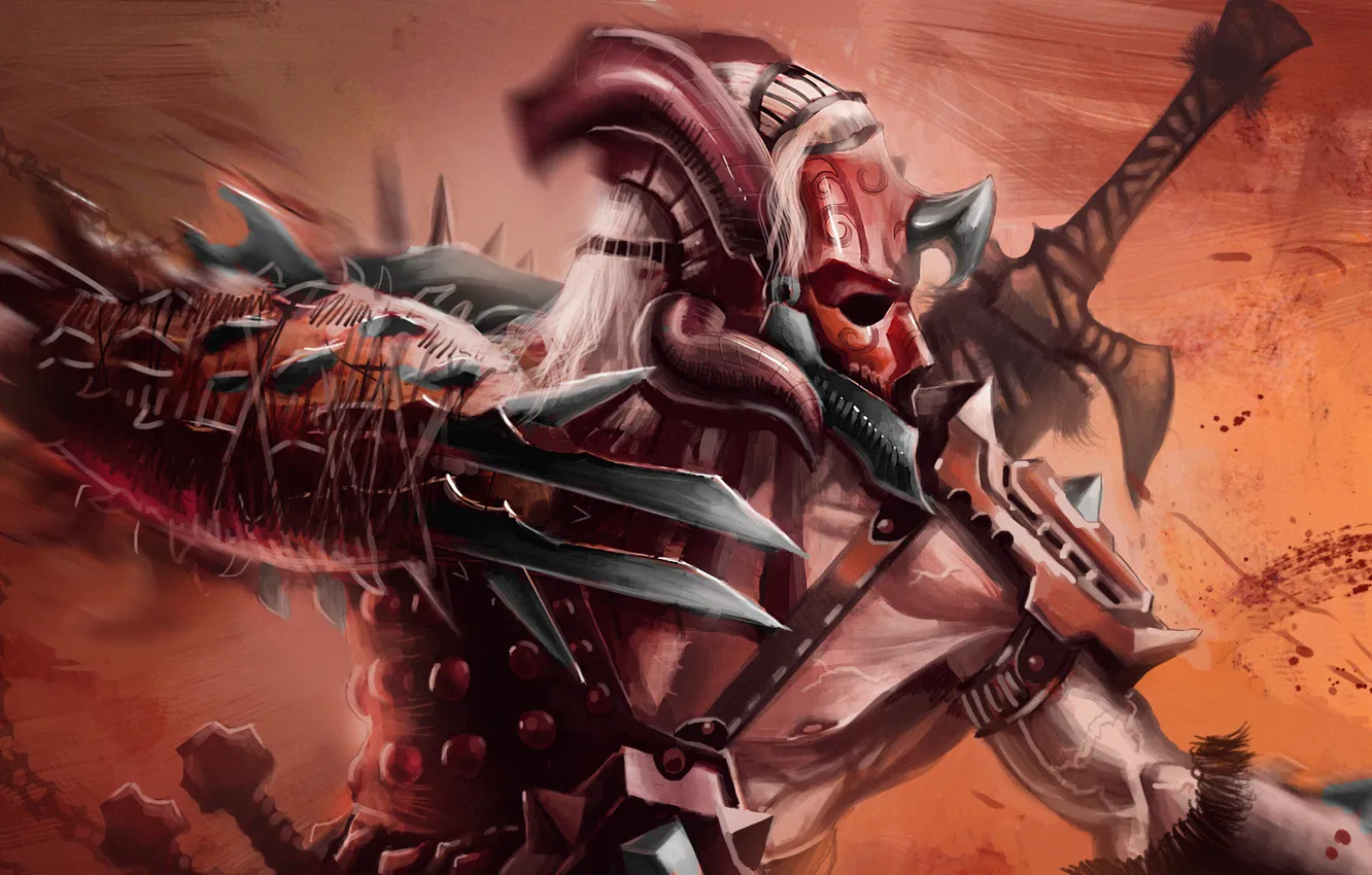 Photo wallpaper squirt, weapons, fiction, blood, hands, mask, art, spikes