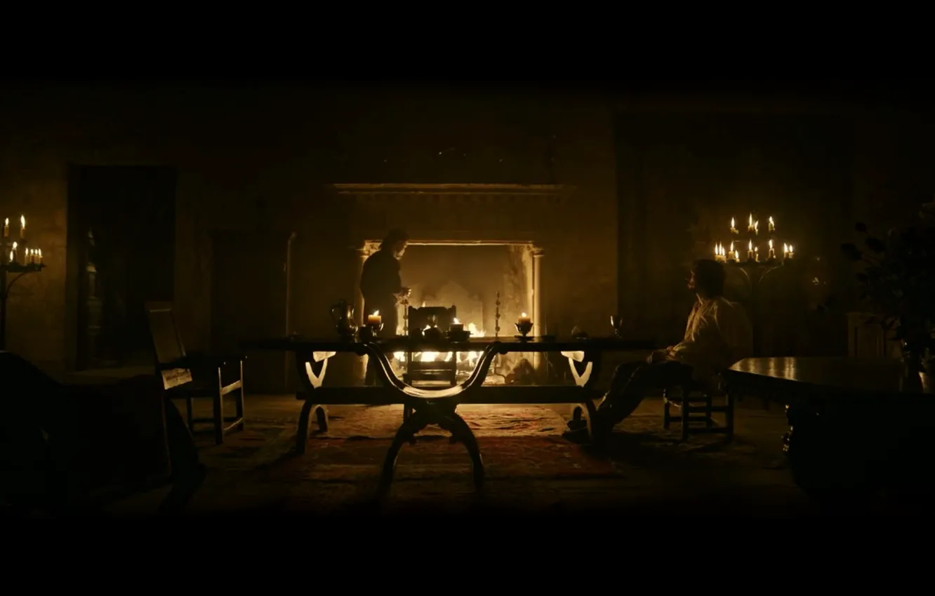 Photo wallpaper lights, castle, Middle Ages, candles, fireplace