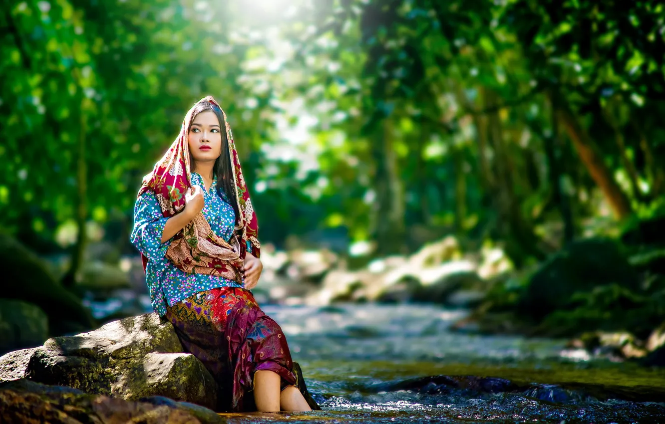 Photo wallpaper summer, girl, Asian