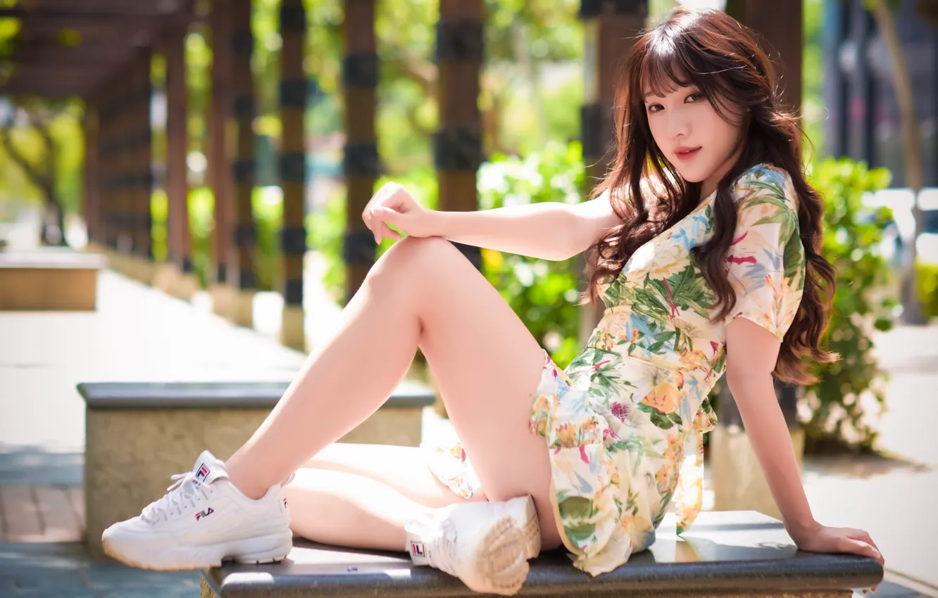 Photo wallpaper girl, pose, Asian