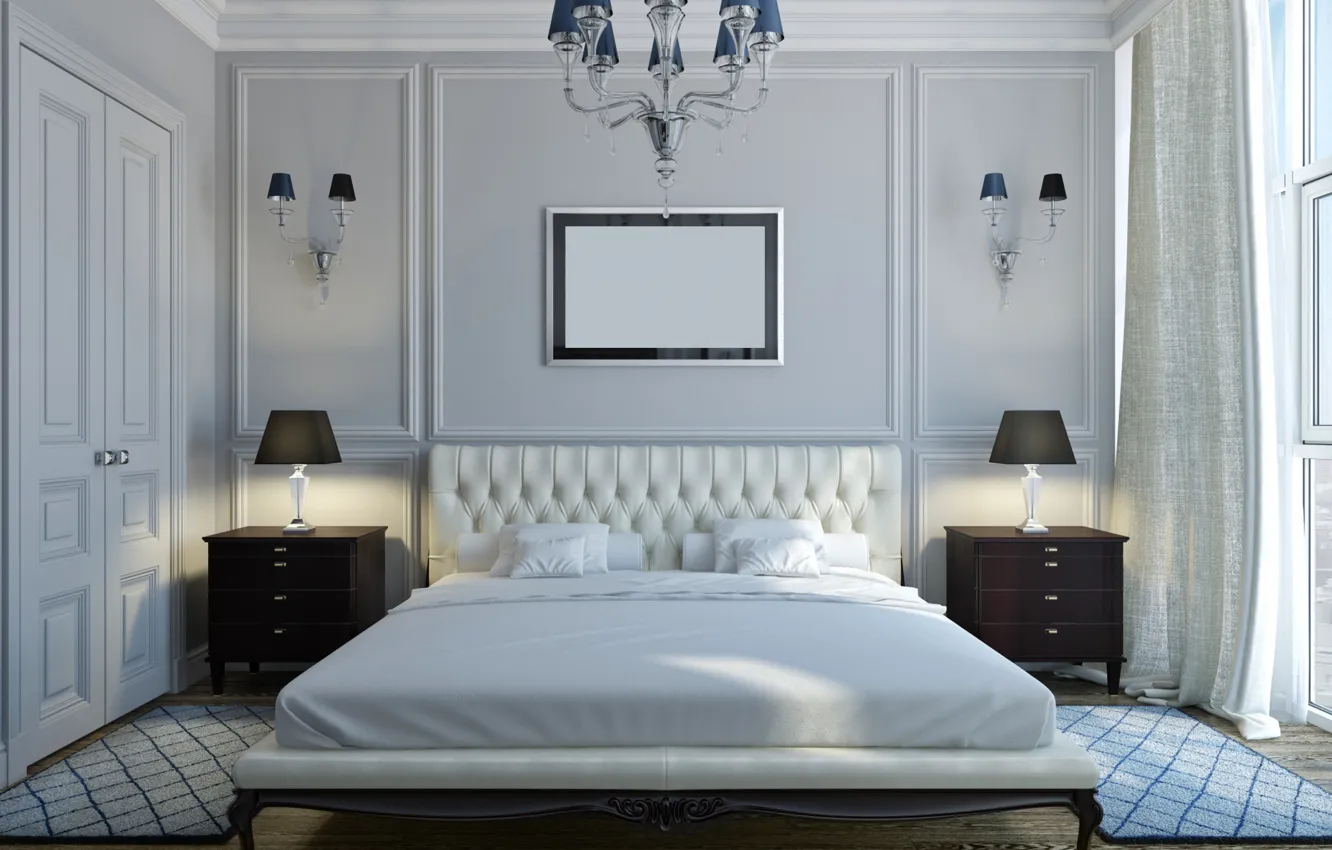 Photo wallpaper design, bed, interior, bedroom