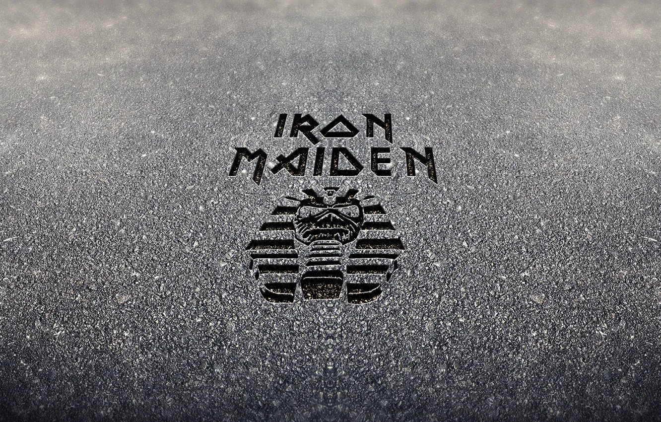 Photo wallpaper logo, heavy metal, Iron Maiden, cement, Eddie, nwobhm