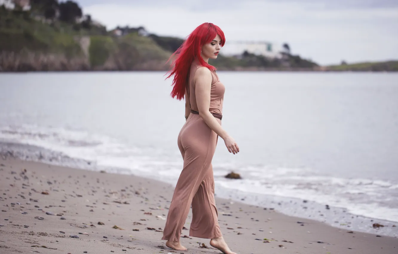 Photo wallpaper sea, girl, Marta