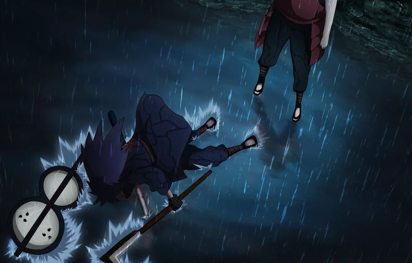 Photo wallpaper water, rain, Shippuuden, Naruto, Madara Uchiha, Hashirama Senju