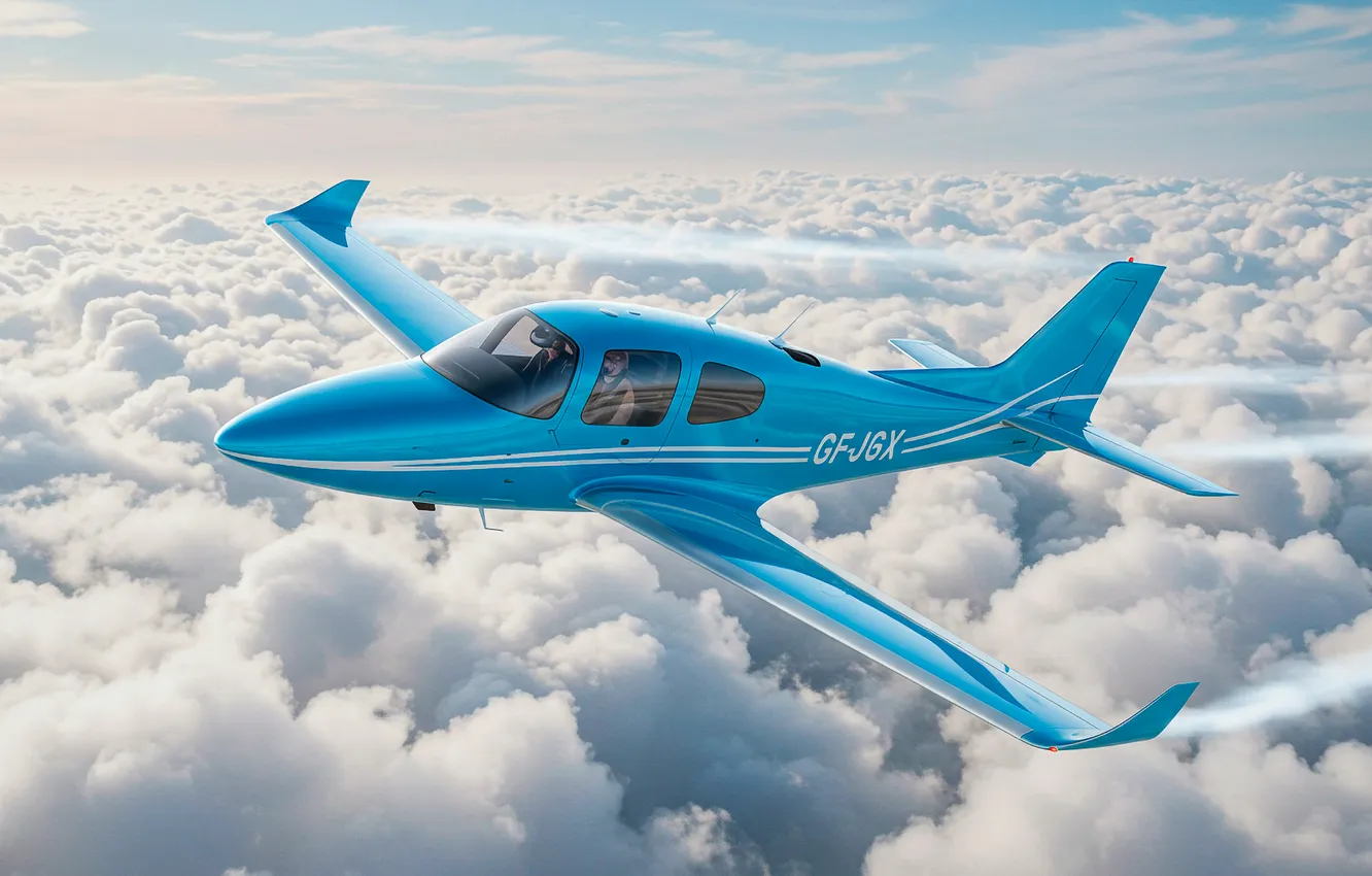 Photo wallpaper the sky, clouds, the plane, Wallpaper, art, wallpaper, flies, sky