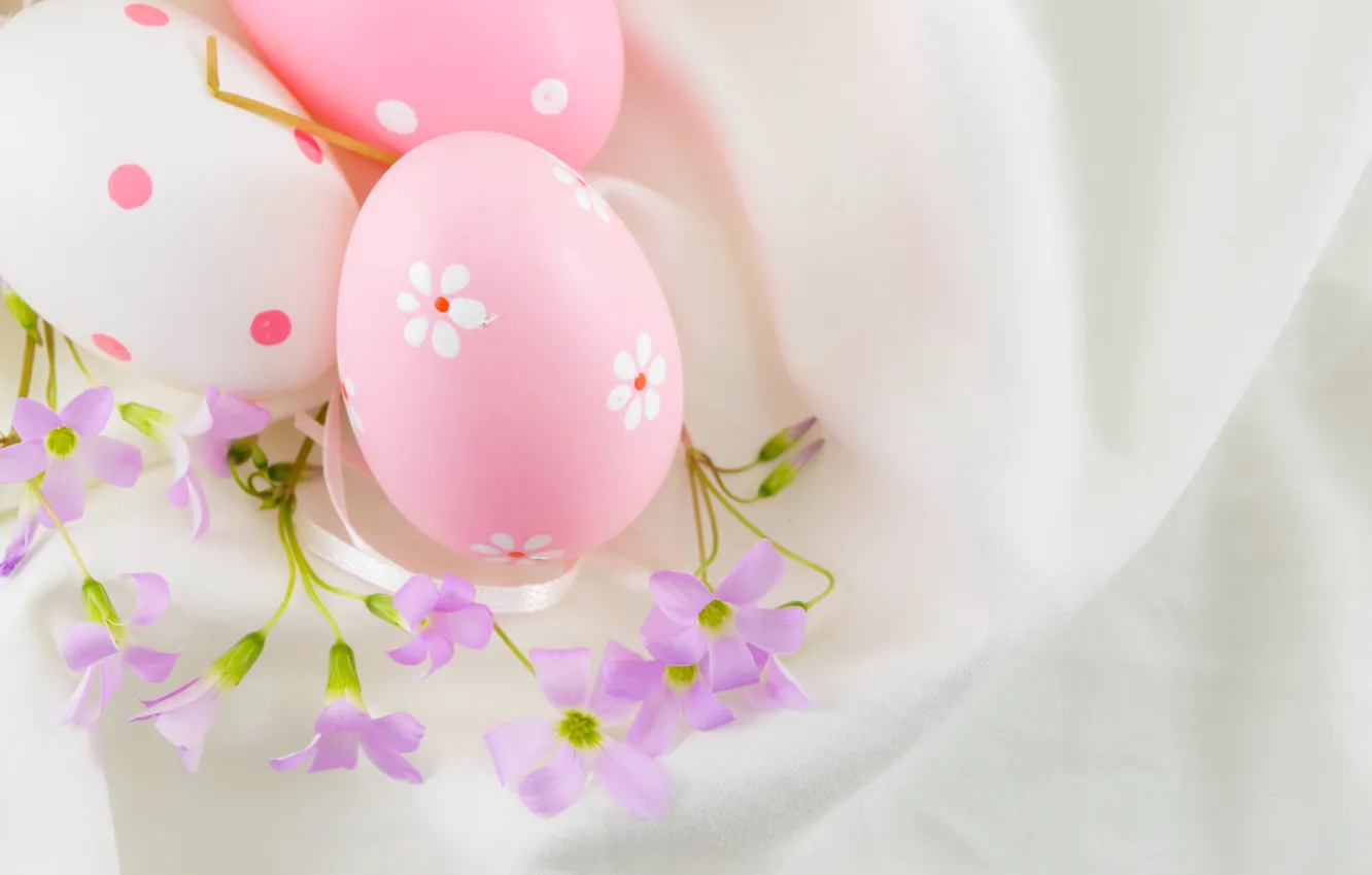 Photo wallpaper flowers, Easter, pink, flowers, spring, Easter, eggs, decoration