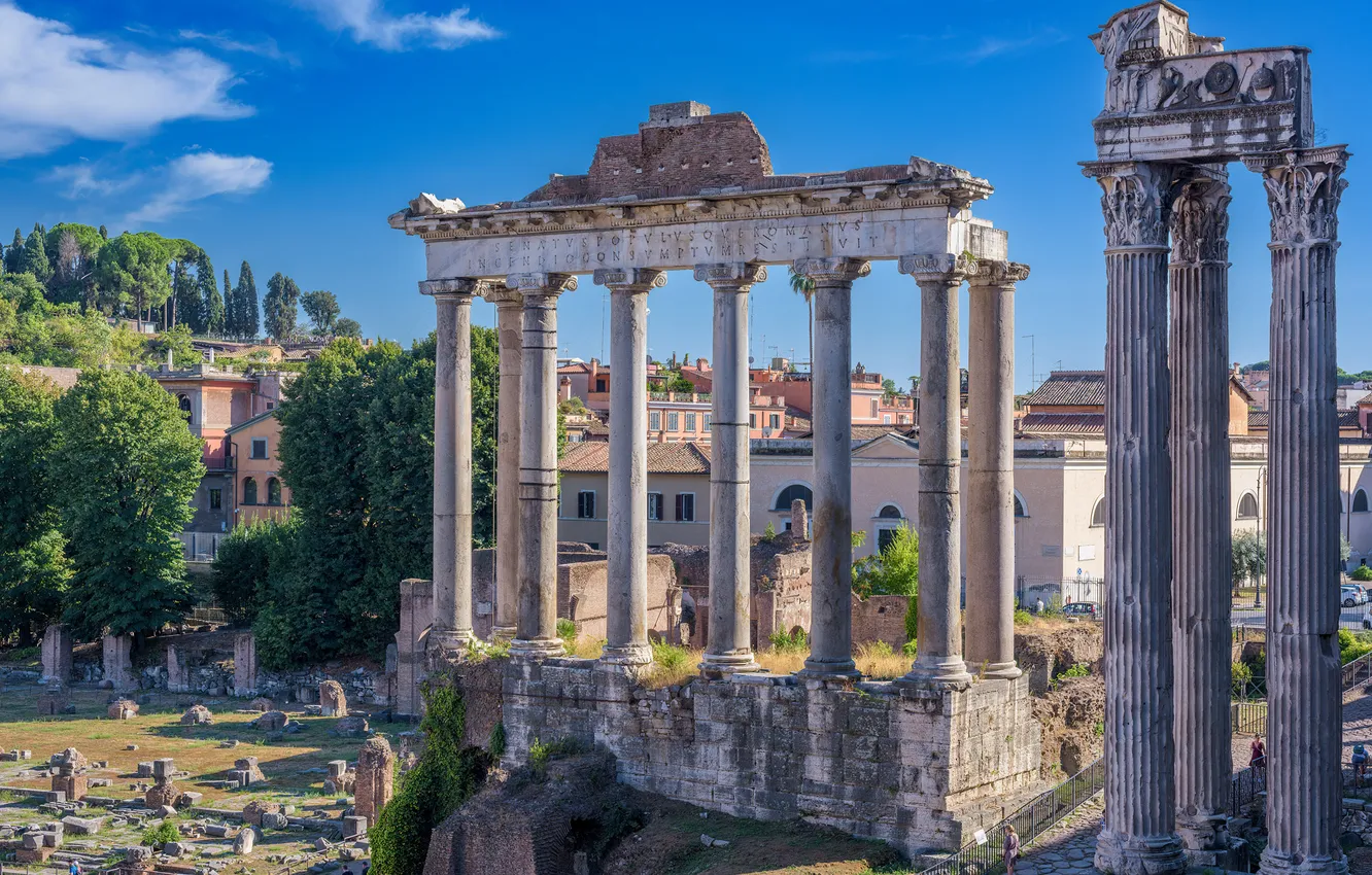 Photo wallpaper Rome, Italy, the ruins, columns, Roman Forum