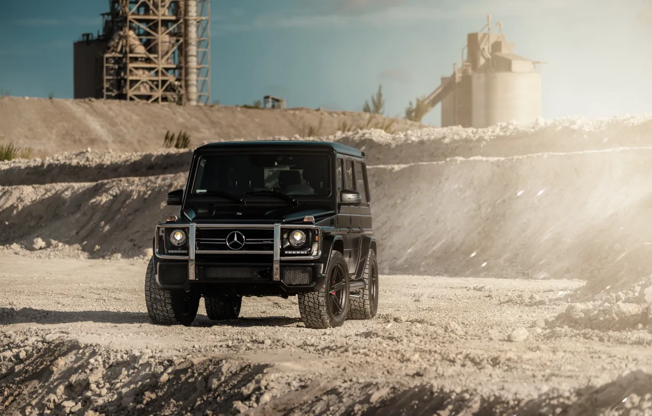 Photo wallpaper Mercedes, Black, G500, W463, Brick, Career