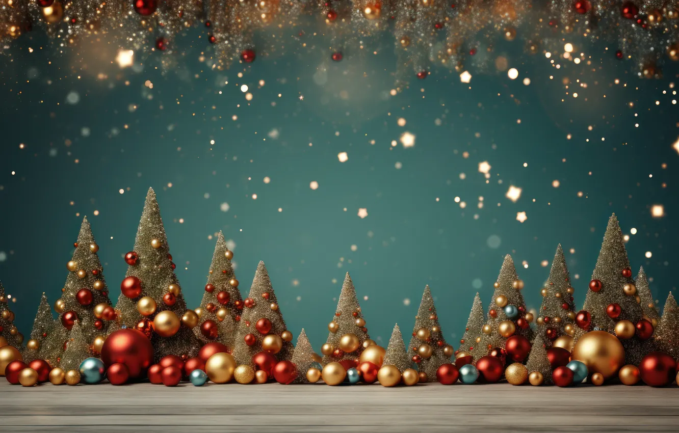 Photo wallpaper tree, new year, Christmas, herringbone, Christmas decorations, AI art, neural network