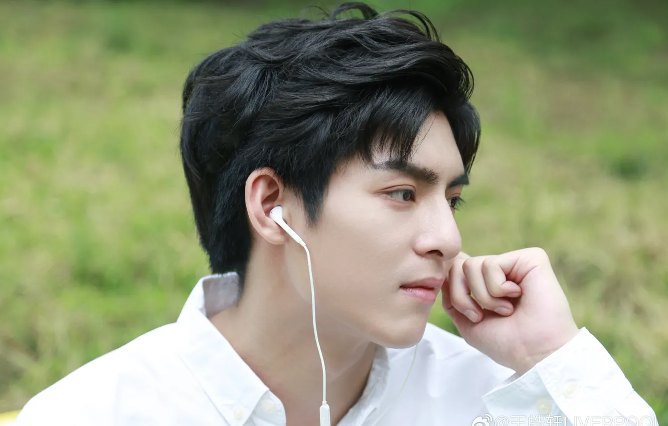 Wallpaper headphones, white shirt, chinese actor, Wang Haoxuan, Wang ...