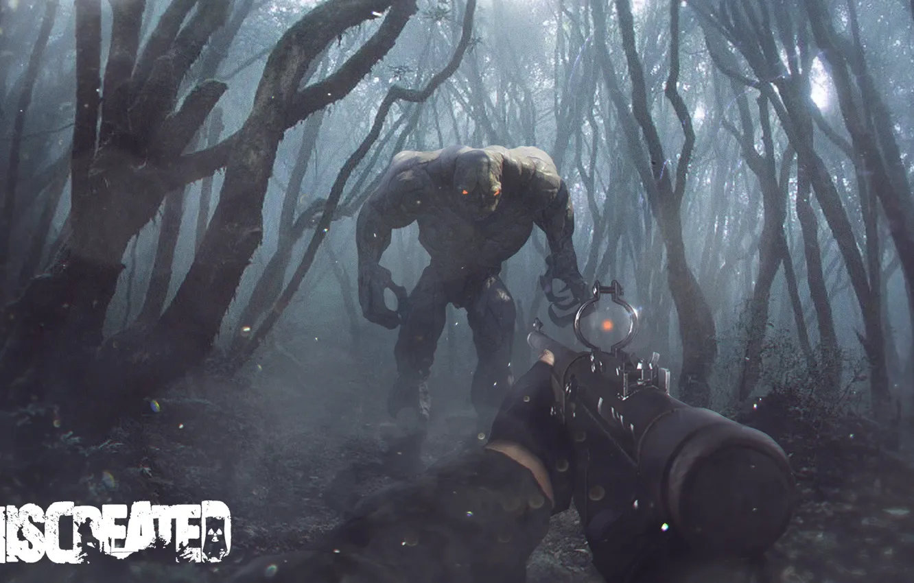 Photo wallpaper Miscreated, zombies, forest, monster, trees, fog, weapons