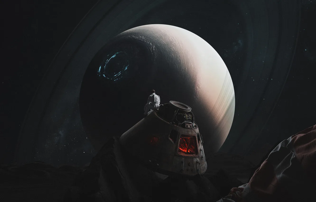 Photo wallpaper Space, Surrealism, Astronaut, Dreamlike, Dark theme, Spacescape