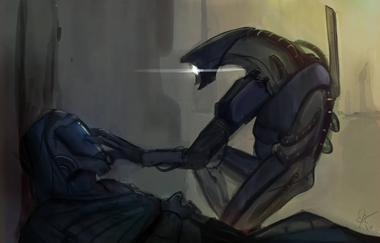 Photo wallpaper light, robot, art, costume, corpses, mass effect, geta, QVariant