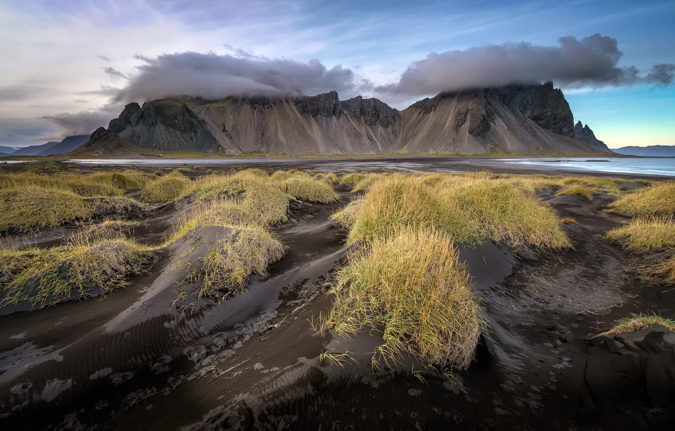 Photo wallpaper beach, Iceland, Vestra Horn Dunes