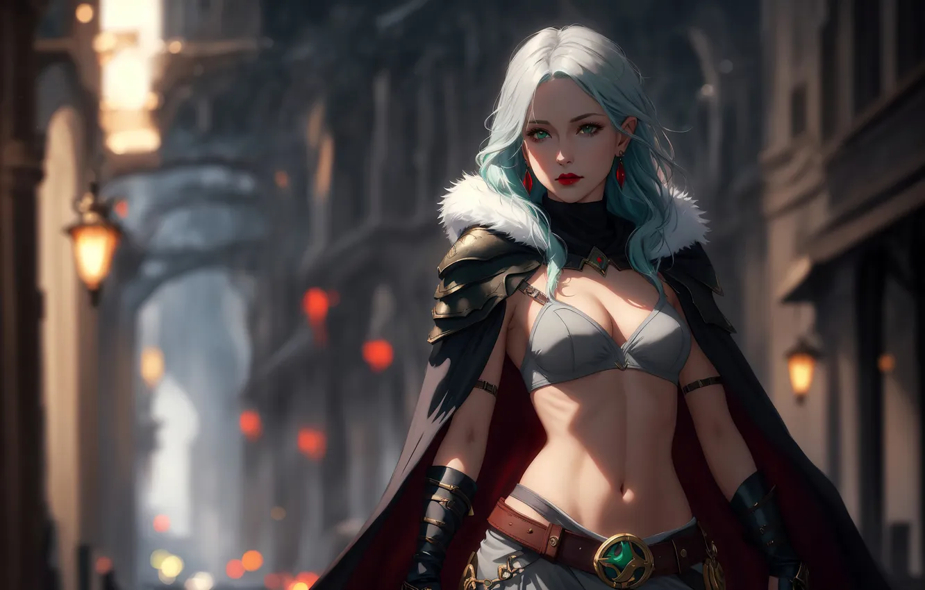 Photo wallpaper girl, fantasy, art, painting, digital art, fantasy art, fantasy girl, aqua eyes