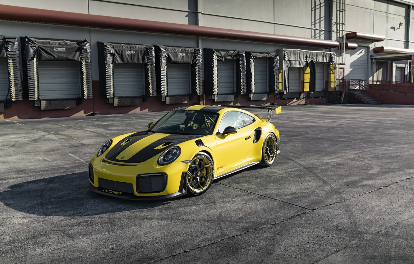 Photo wallpaper 911, Porsche, Black, Yellow, Turbo, GT2RS