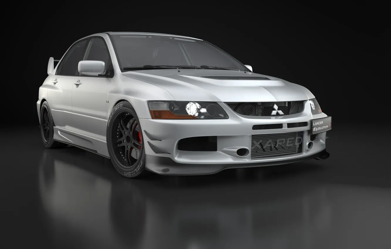 Photo wallpaper car, dark, sport, sportcar, mitsubishi, auto, studio, tuning