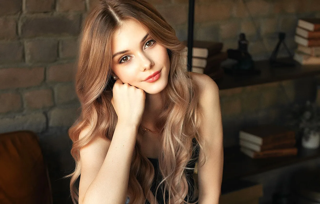 Photo wallpaper girl, brown eyes, photo, model, bokeh, face, blonde, portrait