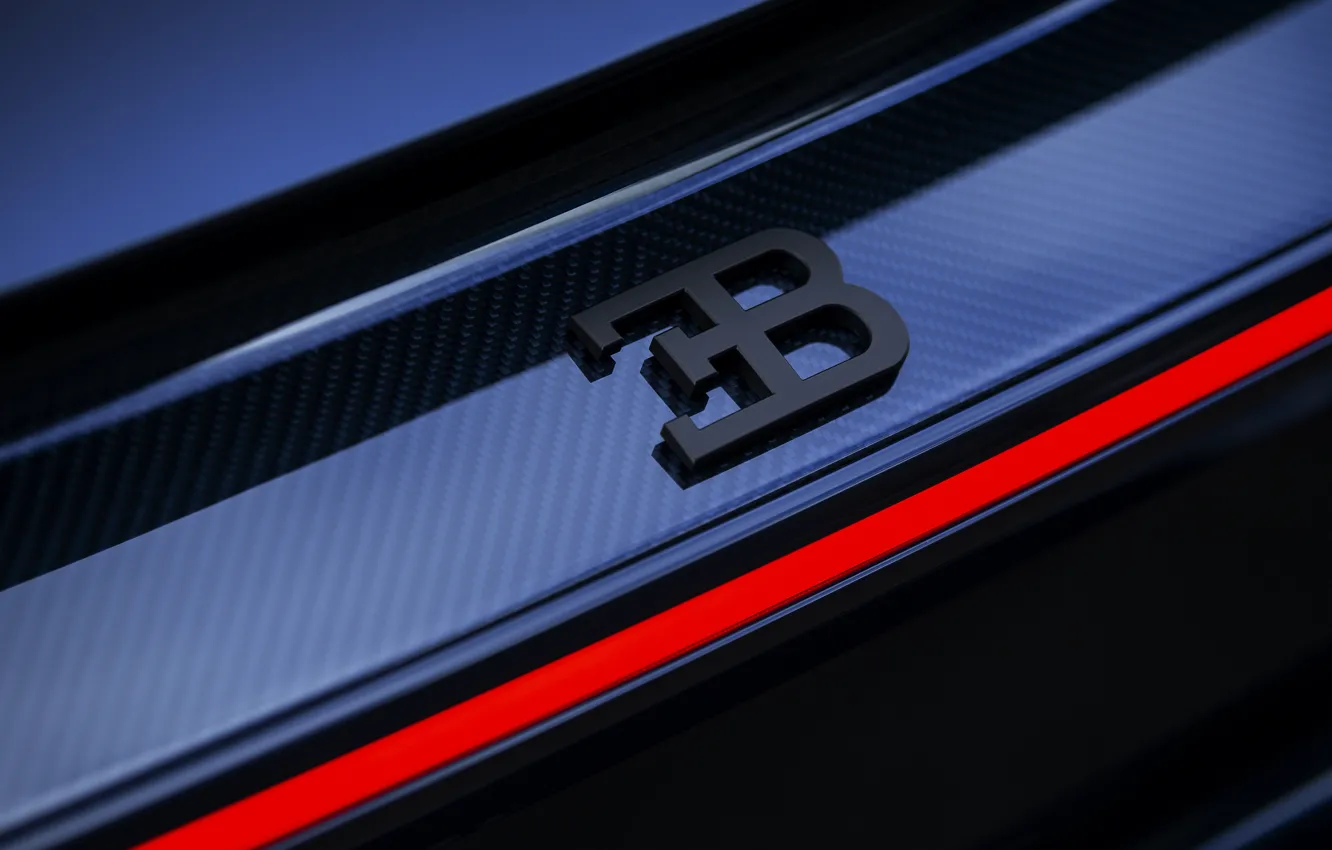 Photo wallpaper logo, Bugatti, supercar, emblem, Sport, hypercar, Chiron, 2019
