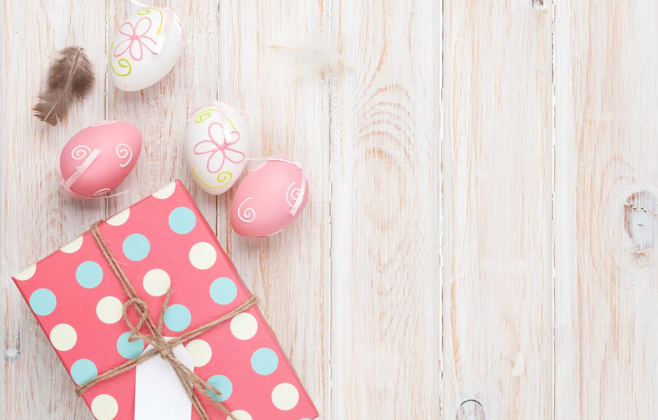 Photo wallpaper Easter, wood, spring, Easter, eggs, decoration, Happy, the painted eggs