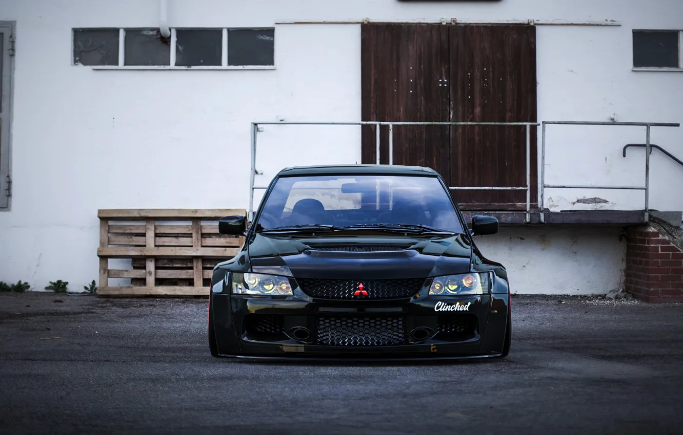 Photo wallpaper machine, auto, rendering, black, Mitsubishi, evo, the front, mitsubishi lancer evo IX