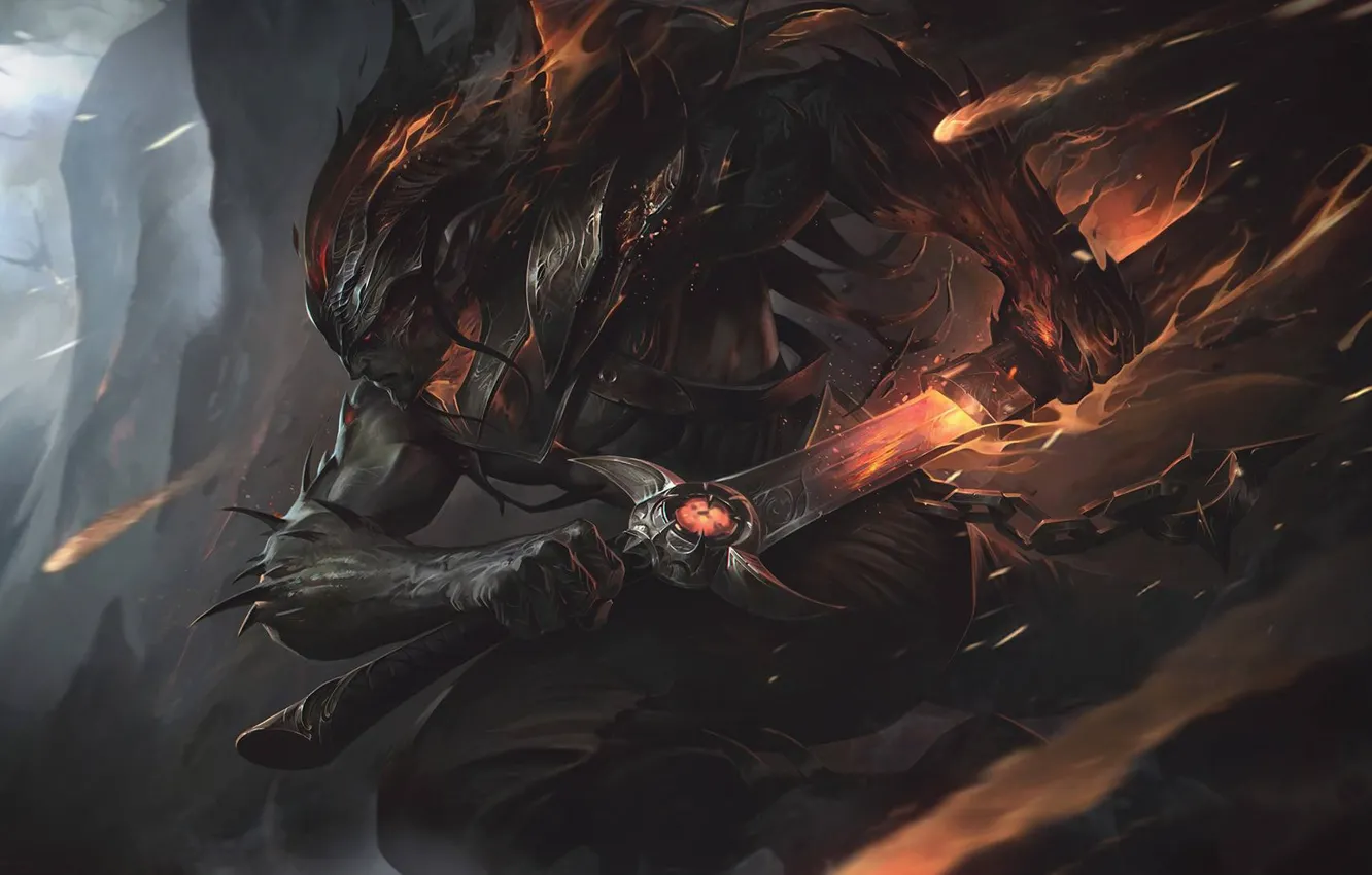 Photo wallpaper the game, the demon, art, League of Legends, Alex Flores, Nightbringer Yasuo, the demon Yasuo