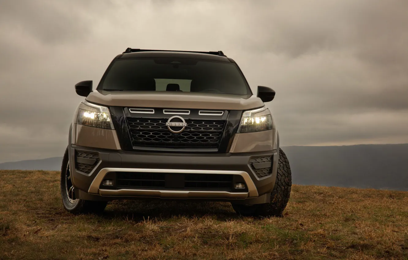 Photo wallpaper clouds, front view, Rock Creek, Nissan Pathfinder