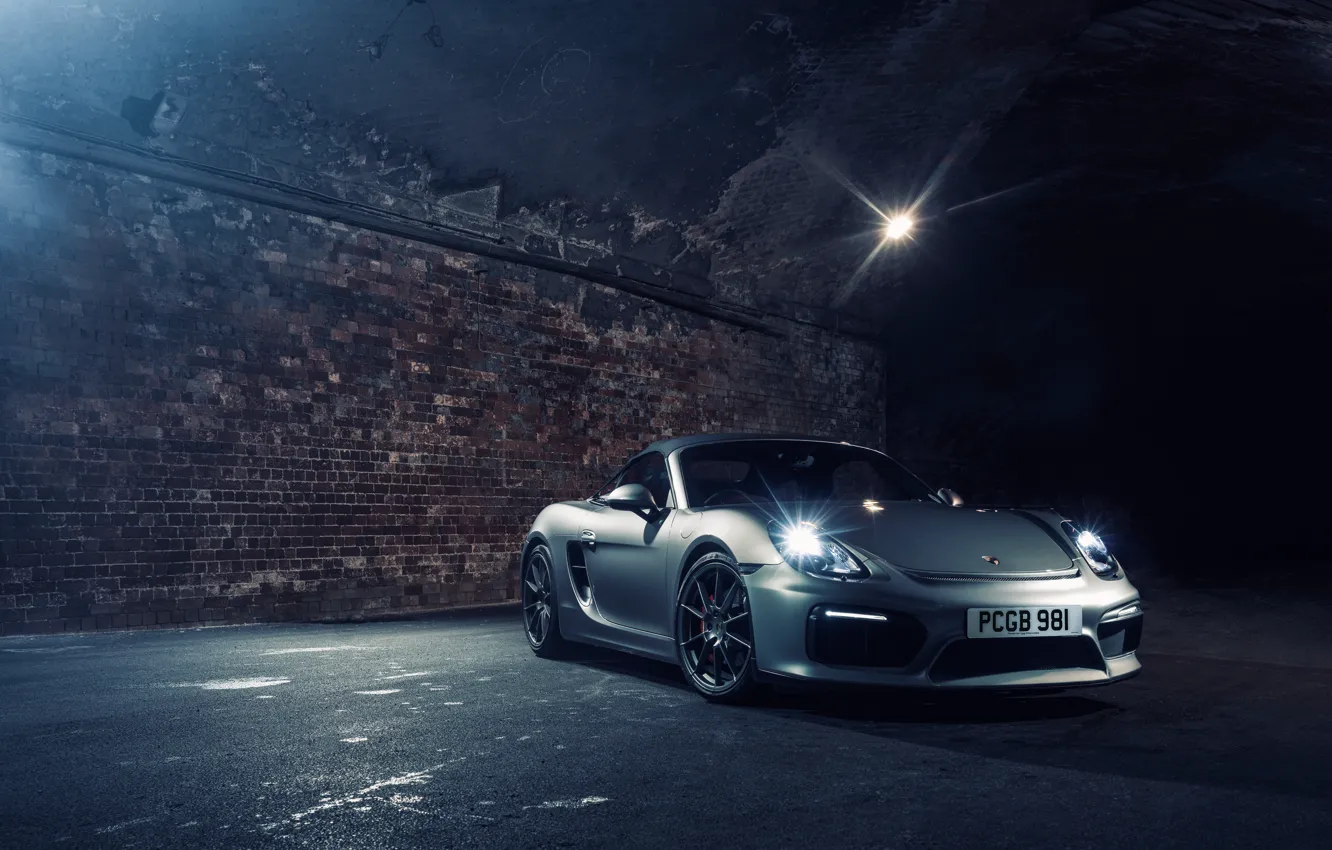 Photo wallpaper lights, the evening, Porsche, lane, Boxster, Spyder