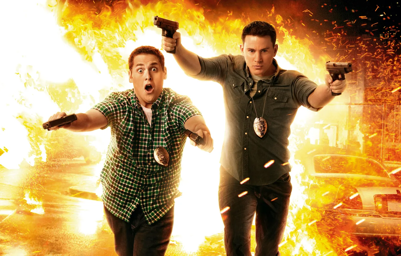 Photo wallpaper the explosion, lights, gun, weapons, flame, icon, police, sparks