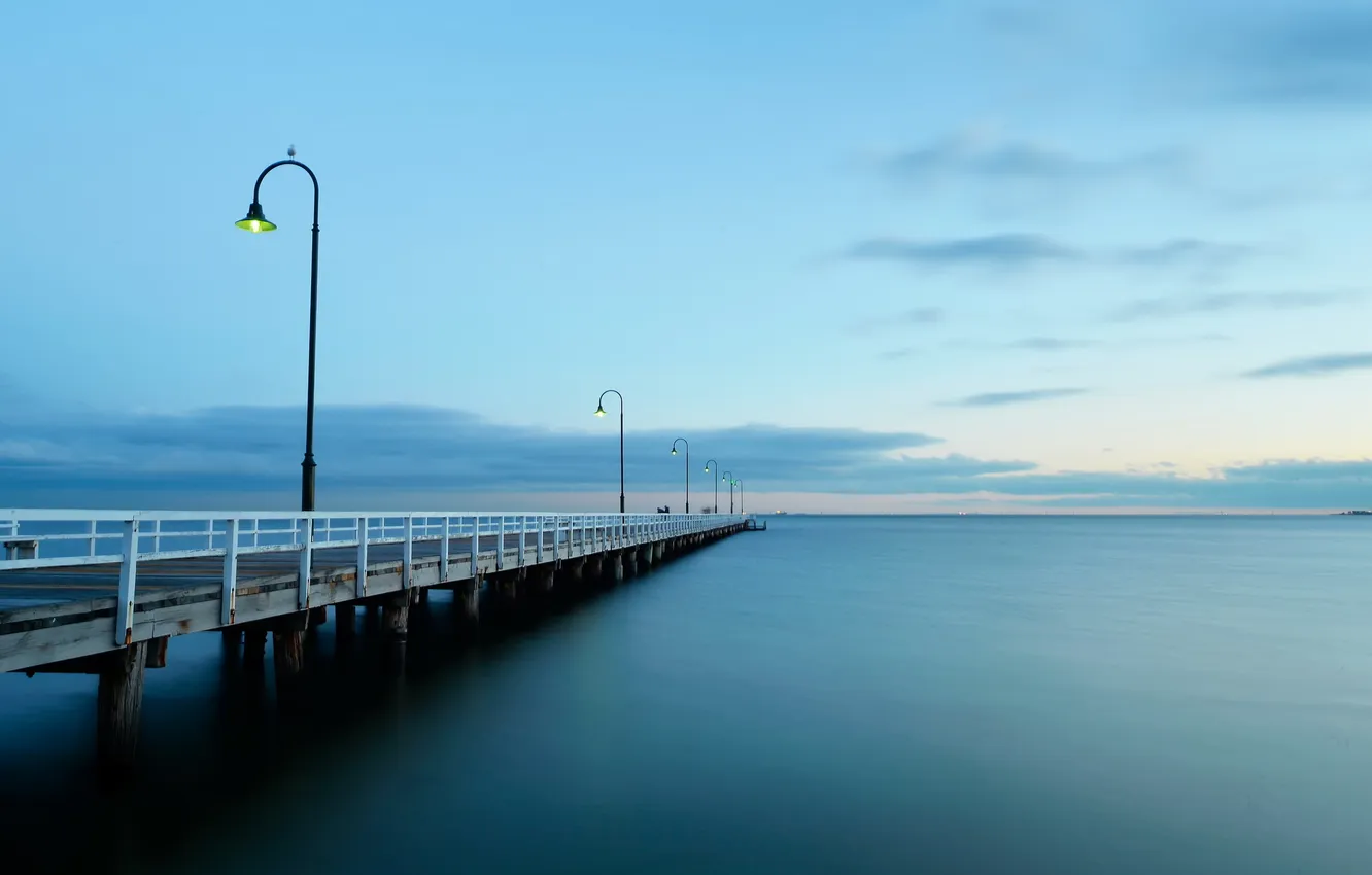 Photo wallpaper landscape, bridge, fog, Port Melbourne
