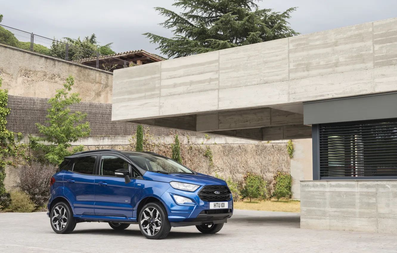 Photo wallpaper auto, wall, Ford, blue, EcoSport, ST-Line