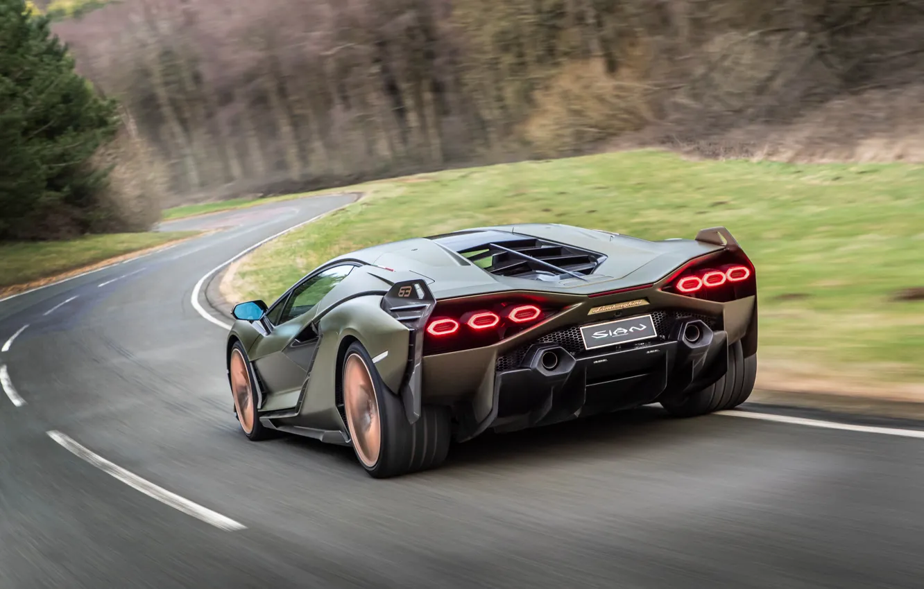 Photo wallpaper road, Lamborghini, Lambo, ass, exhaust pipe, rear lights, brake lights, Sian