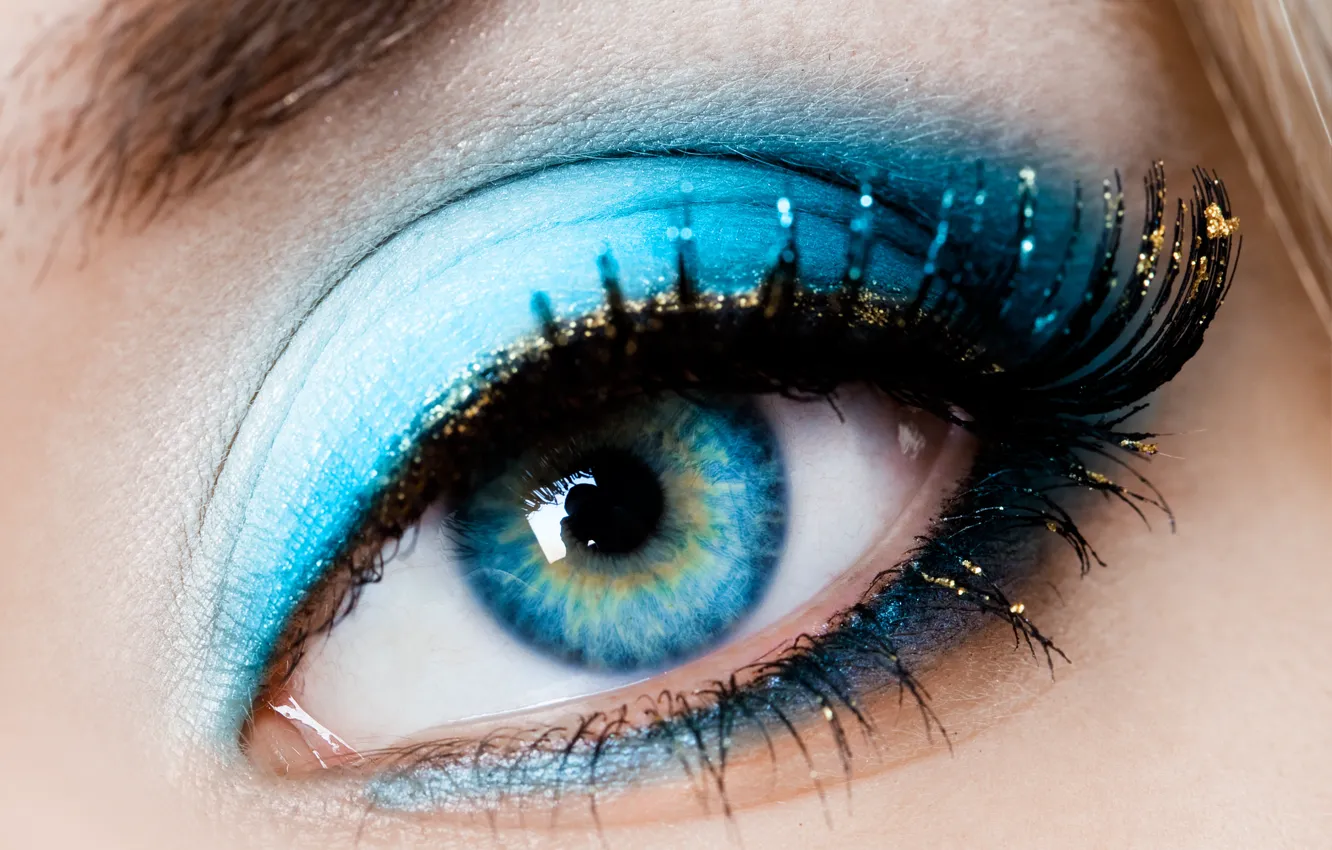 Photo wallpaper girl, macro, eyes, eyelashes, makeup, the pupil, shadows