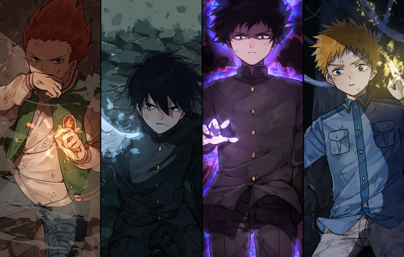 Photo wallpaper collage, guys, characters, Mob Psycho 100, Mob Psycho 100