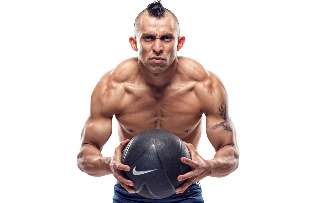 Photo wallpaper power, muscles, ball, fitness