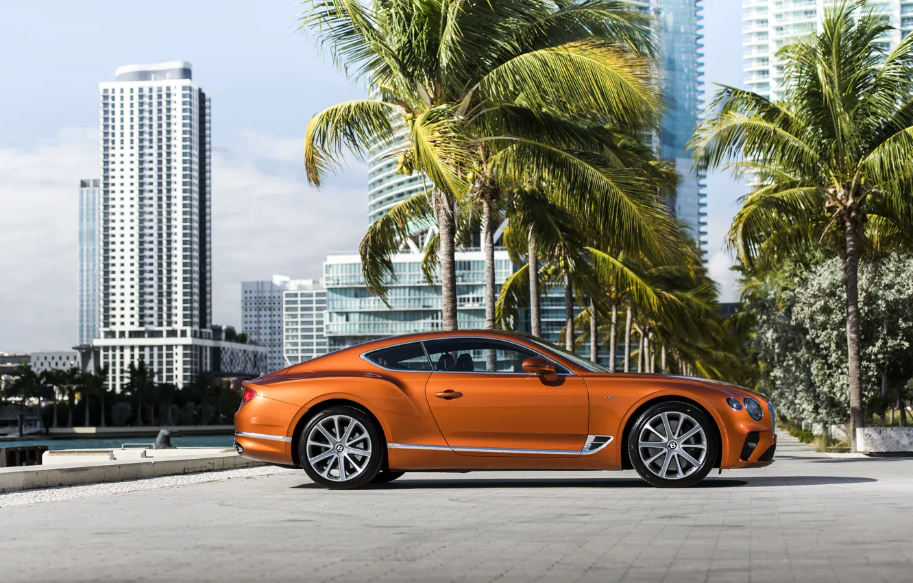 Photo wallpaper coupe, Bentley, 2019, Continental GT V8, at the pier