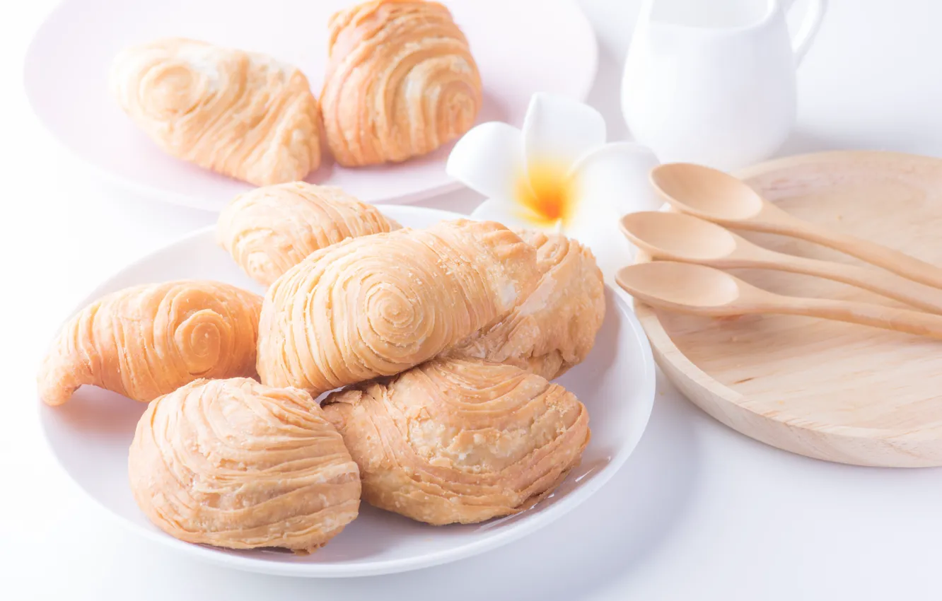 Photo wallpaper flowers, spoon, cakes, buns