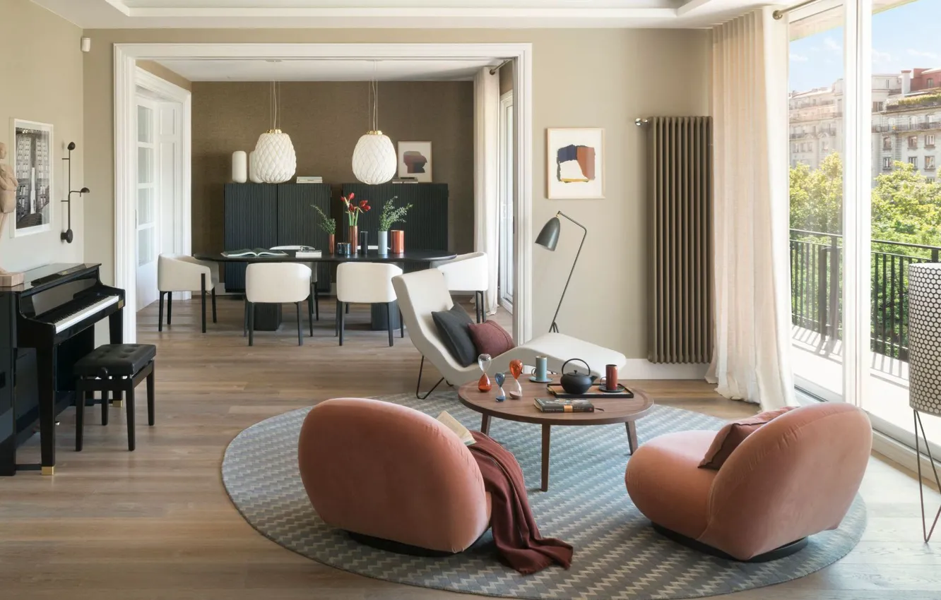 Photo wallpaper interior, piano, living room, dining room, Contemporary Home, by The Room Studio