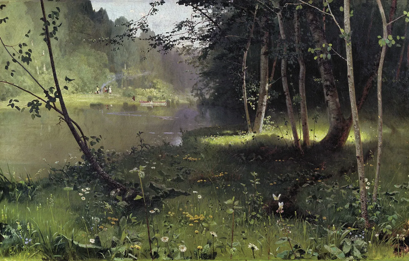 Photo wallpaper landscape, nature, picture, Forest River, Nikolay Dubovskoy