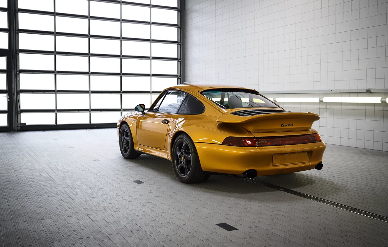 Photo wallpaper yellow, Porsche, body, rear view, 993, 911 Turbo