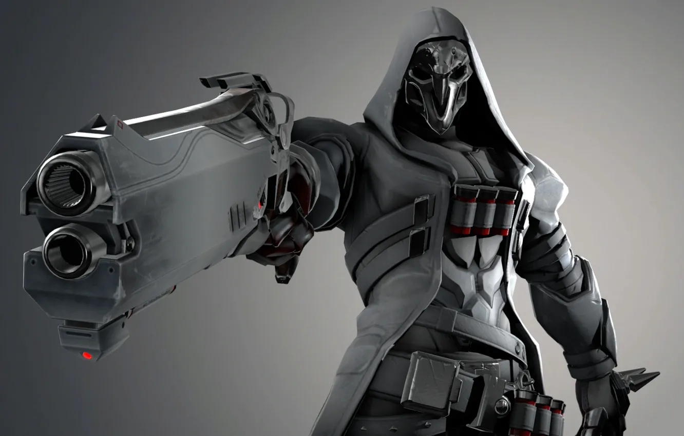 Photo wallpaper white, white, character, ghoul, Reaper, Reaper, overwatch, ghoul