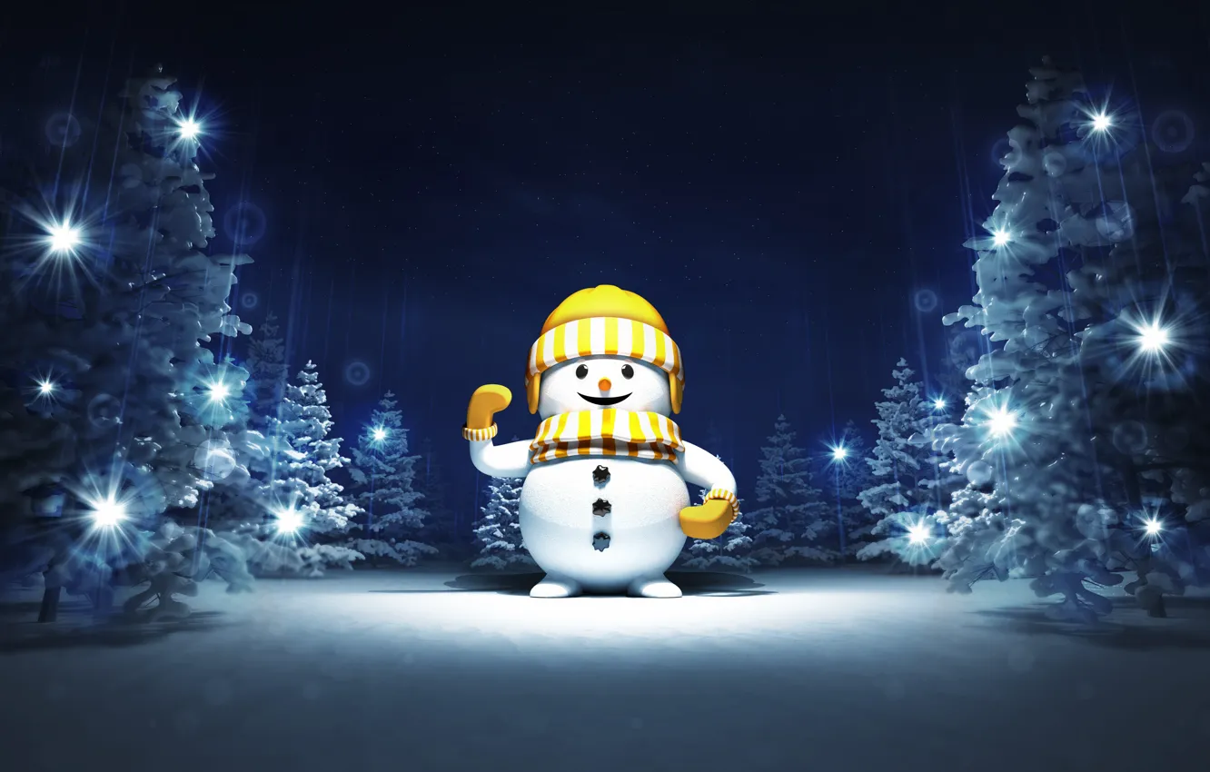 Photo wallpaper winter, snow, snowflakes, new year, Christmas, snowman, Christmas, winter