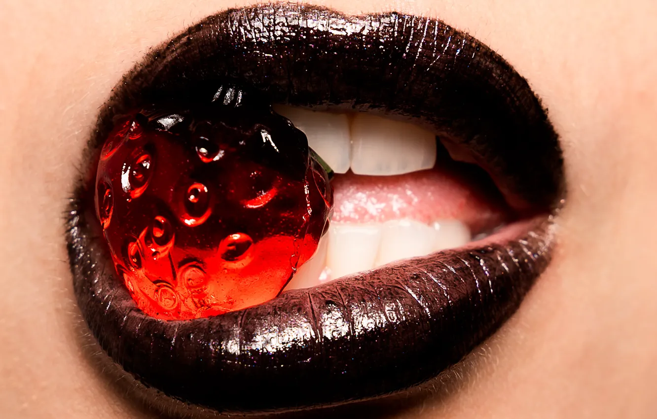 Photo wallpaper stone, lipstick, lips