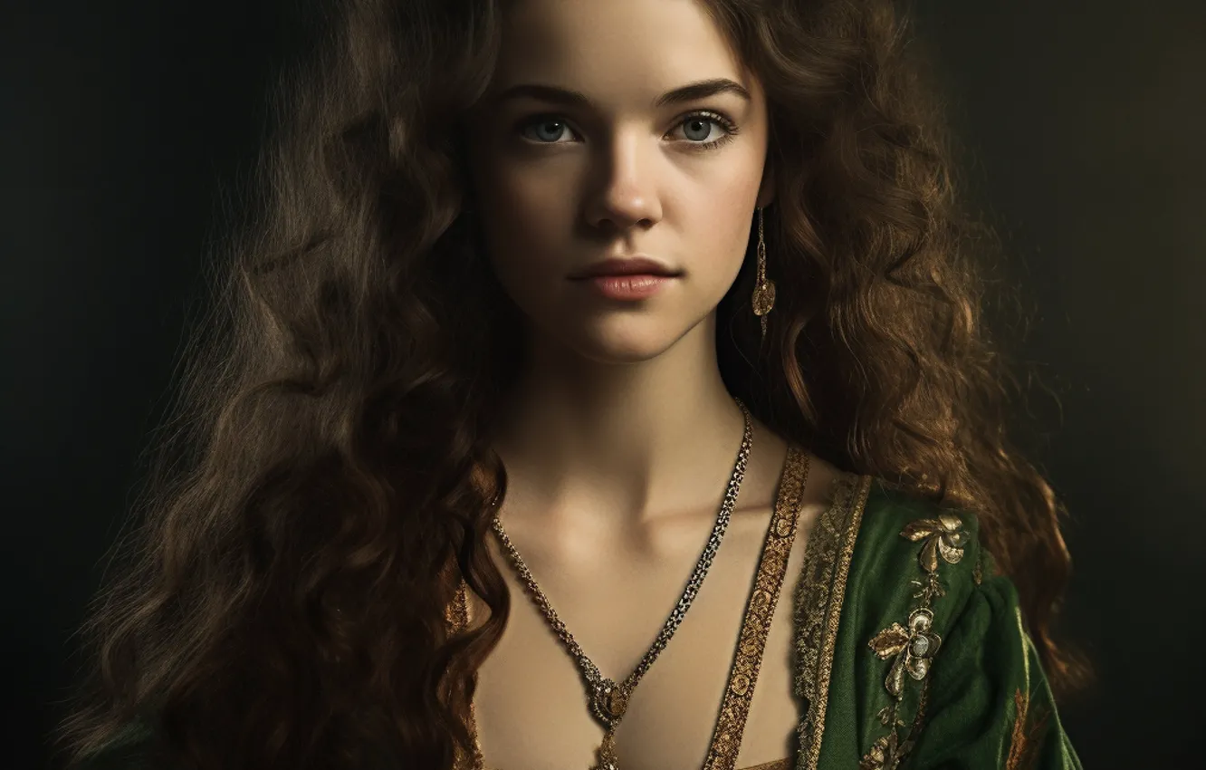 Photo wallpaper portrait, look, girl, AI art, neural network