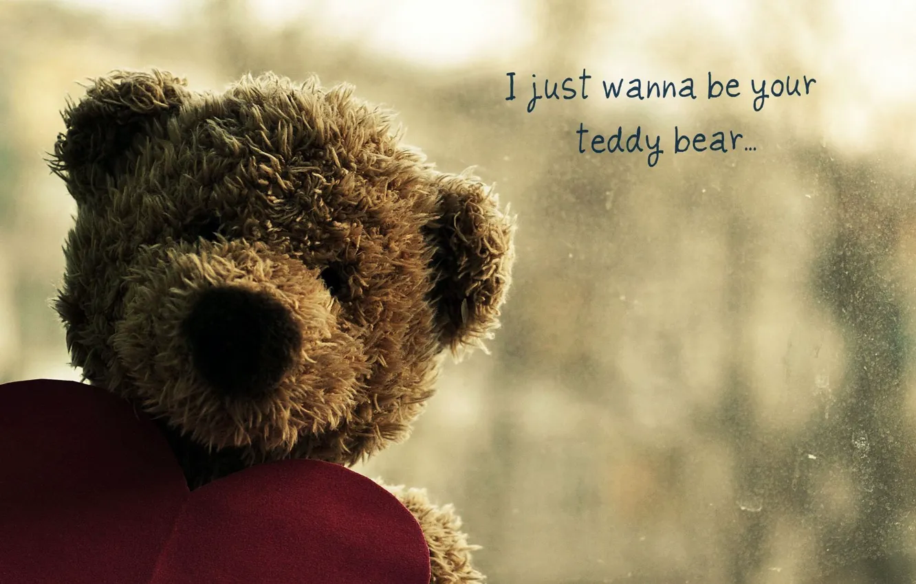 Photo wallpaper sadness, love, heart, bear, bear, hearts, bear, plush
