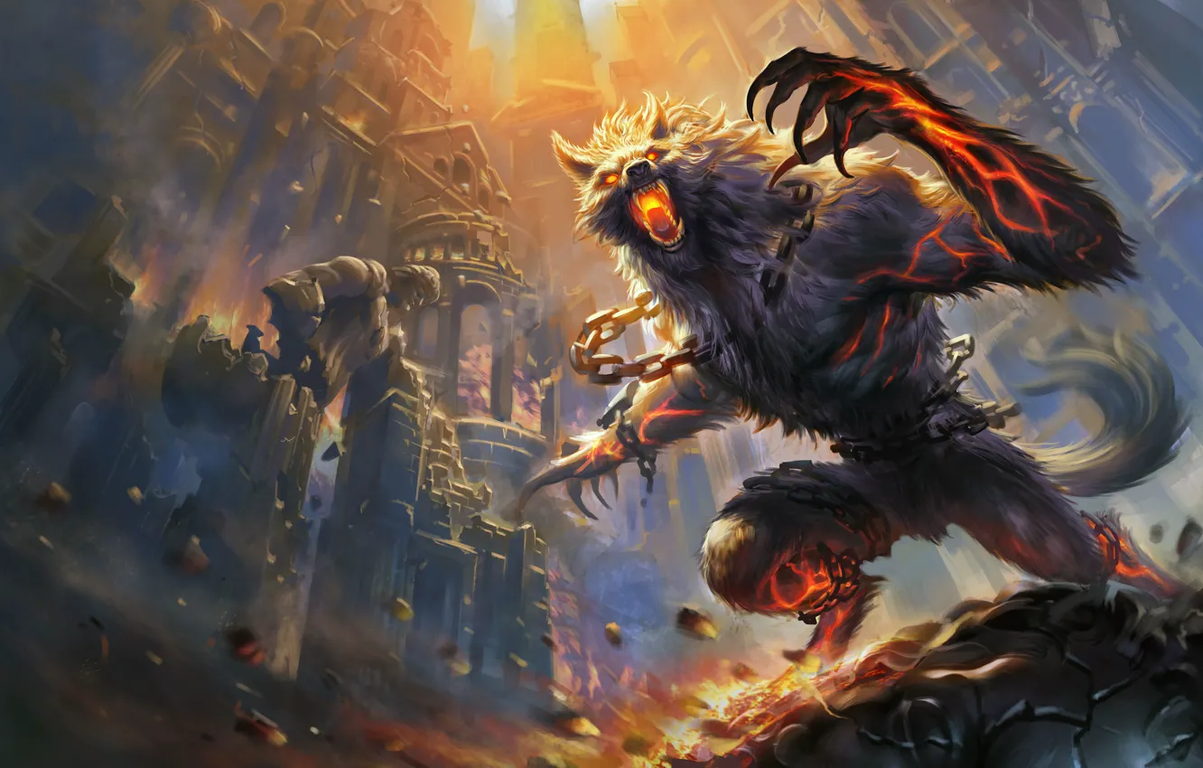 Photo wallpaper castle, magic, werewolf, Smite