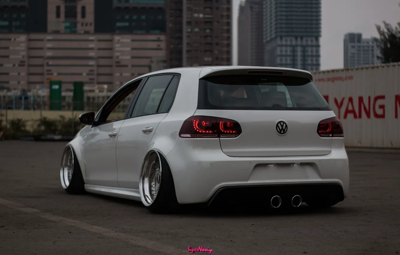 Photo wallpaper volkswagen, white, tuning, bbs, low, stance, dropped, vag
