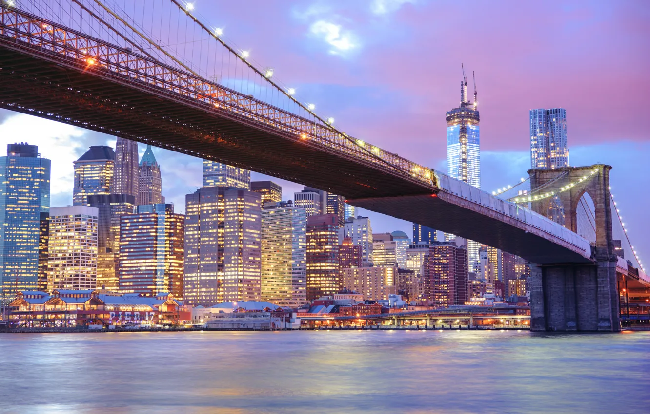 Photo wallpaper USA, United States, river, skyline, New York, Manhattan, NYC, New York City